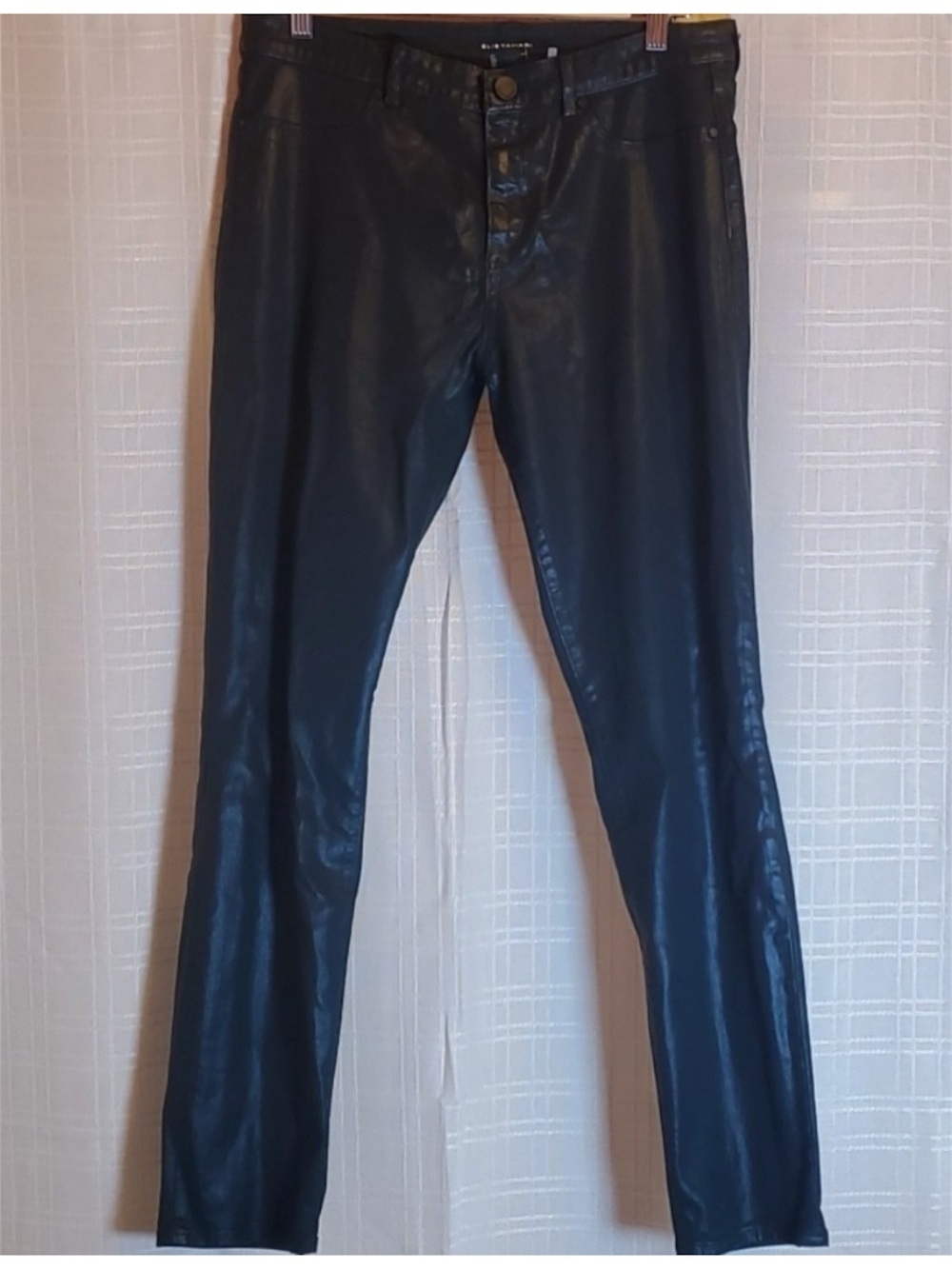 Coated Elie Tahari Green Wax Coated Pants Womens Size 12 Near-euc Legging Style